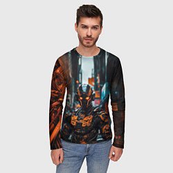 Лонгслив мужской Киборг с оранжевым взглядом, цвет: 3D-принт — фото 2