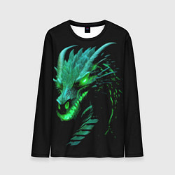 Лонгслив мужской Дракон с зеленым свечением, цвет: 3D-принт