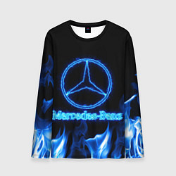 Лонгслив мужской Mercedes-benz blue neon, цвет: 3D-принт