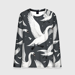 Лонгслив мужской Стая белых лебедей летящих в небе, цвет: 3D-принт