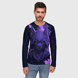 Лонгслив мужской Фиолетовый волк в доспехах, цвет: 3D-принт — фото 2