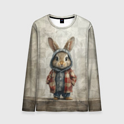 Лонгслив мужской Кролик в пальто, цвет: 3D-принт