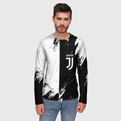 Лонгслив мужской Juventus краски чёрнобелые, цвет: 3D-принт — фото 2