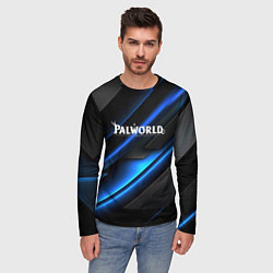 Лонгслив мужской Palworld logo blue neon abstract, цвет: 3D-принт — фото 2