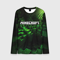Лонгслив мужской Minecraft logo зеленые кубики, цвет: 3D-принт