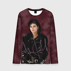 Лонгслив мужской Michael Jackson на бордовом фоне, цвет: 3D-принт