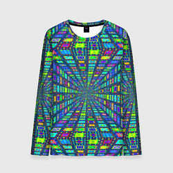 Лонгслив мужской Абстрактный узор коридор из разноцветных квадратов, цвет: 3D-принт
