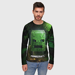 Лонгслив мужской Minecraft зеленый персонаж в пещере, цвет: 3D-принт — фото 2