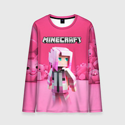 Лонгслив мужской Minecraft персонаж розовый фон, цвет: 3D-принт