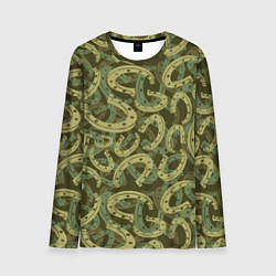 Мужской лонгслив Подковы - камуфляж