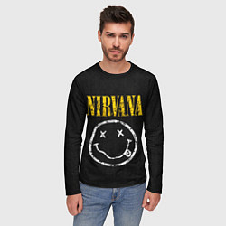 Лонгслив мужской Джинсовка с nirvana, цвет: 3D-принт — фото 2