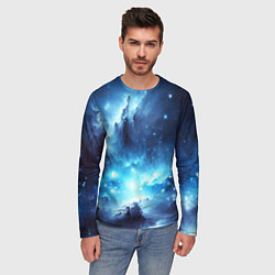 Лонгслив мужской Космический голубой пейзаж, цвет: 3D-принт — фото 2