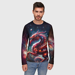 Лонгслив мужской Красный космический дракон, цвет: 3D-принт — фото 2