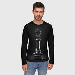 Лонгслив мужской Черный ферзь - шахматы, цвет: 3D-принт — фото 2