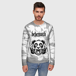Лонгслив мужской Behemoth рок панда на светлом фоне, цвет: 3D-принт — фото 2