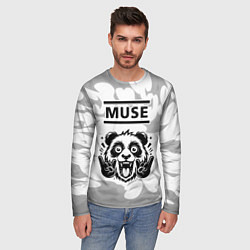 Лонгслив мужской Muse рок панда на светлом фоне, цвет: 3D-принт — фото 2