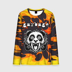 Мужской лонгслив Garbage рок панда и огонь