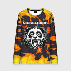Лонгслив мужской Nickelback рок панда и огонь, цвет: 3D-принт