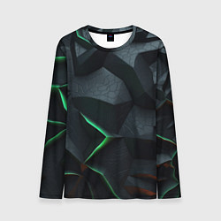 Мужской лонгслив Green dark abstract geometry style