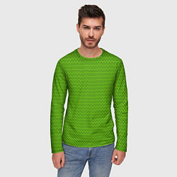 Лонгслив мужской Кислотный зелёный имитация сетки, цвет: 3D-принт — фото 2