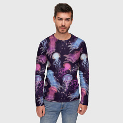 Лонгслив мужской Светящиеся медузы, цвет: 3D-принт — фото 2