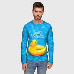 Лонгслив мужской Рожденный плавать - надувная утка, цвет: 3D-принт — фото 2