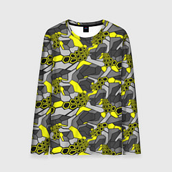 Лонгслив мужской Шестиугольная текстура желтого камуфляжа, цвет: 3D-принт