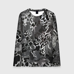Лонгслив мужской Чёрно-серый абстракция, цвет: 3D-принт