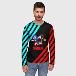Лонгслив мужской Sonic sega geometry, цвет: 3D-принт — фото 2