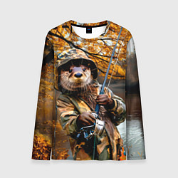 Лонгслив мужской Выдра на осенней рыбалке, цвет: 3D-принт