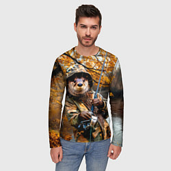 Лонгслив мужской Выдра на осенней рыбалке, цвет: 3D-принт — фото 2