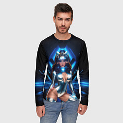 Лонгслив мужской Космическая девушка в блестящем костюме с ушками, цвет: 3D-принт — фото 2