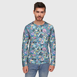 Лонгслив мужской Дудл животные и меч, цвет: 3D-принт — фото 2