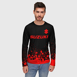 Лонгслив мужской Suzuki - red gradient посередине, цвет: 3D-принт — фото 2