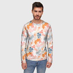 Лонгслив мужской Паттерн узор листьев, цвет: 3D-принт — фото 2