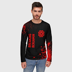 Лонгслив мужской Breaking Benjamin - red gradient вертикально, цвет: 3D-принт — фото 2