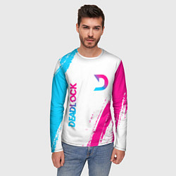 Лонгслив мужской Deadlock neon gradient style вертикально, цвет: 3D-принт — фото 2