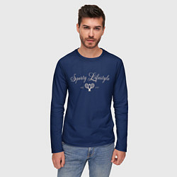 Лонгслив мужской Sporty lifestyle синий фон для тенниса, цвет: 3D-принт — фото 2