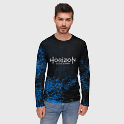 Лонгслив мужской Horizon: Zero Dawn синие брызги красок, цвет: 3D-принт — фото 2