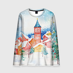 Мужской лонгслив Новогодний сказочный город