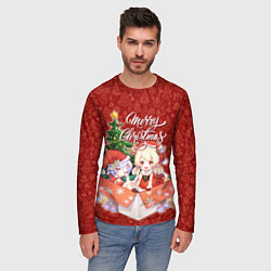 Лонгслив мужской Геншин импакт Кли - Новый год, цвет: 3D-принт — фото 2