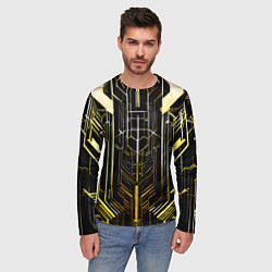 Лонгслив мужской Gold lines on a black background, цвет: 3D-принт — фото 2