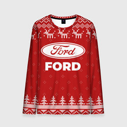 Лонгслив мужской Новогодний Ford с оленями, цвет: 3D-принт