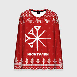 Лонгслив мужской Новогодний Nightwish с оленями, цвет: 3D-принт