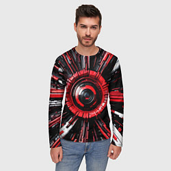Лонгслив мужской Чёрно-красная сфера киберпанк, цвет: 3D-принт — фото 2