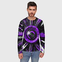 Лонгслив мужской Чёрно-фиолетовая сфера киберпанк, цвет: 3D-принт — фото 2