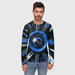 Лонгслив мужской Чёрно-синяя сфера киберпанк, цвет: 3D-принт — фото 2