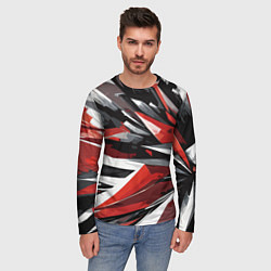Лонгслив мужской Чёрно-красно-белая абстракция, цвет: 3D-принт — фото 2