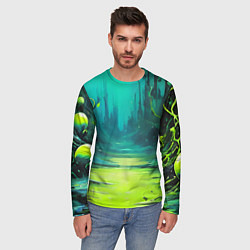Лонгслив мужской Зелёная кислотная абстракция, цвет: 3D-принт — фото 2