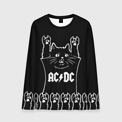 Лонгслив мужской AC DC: cat rock, цвет: 3D-принт